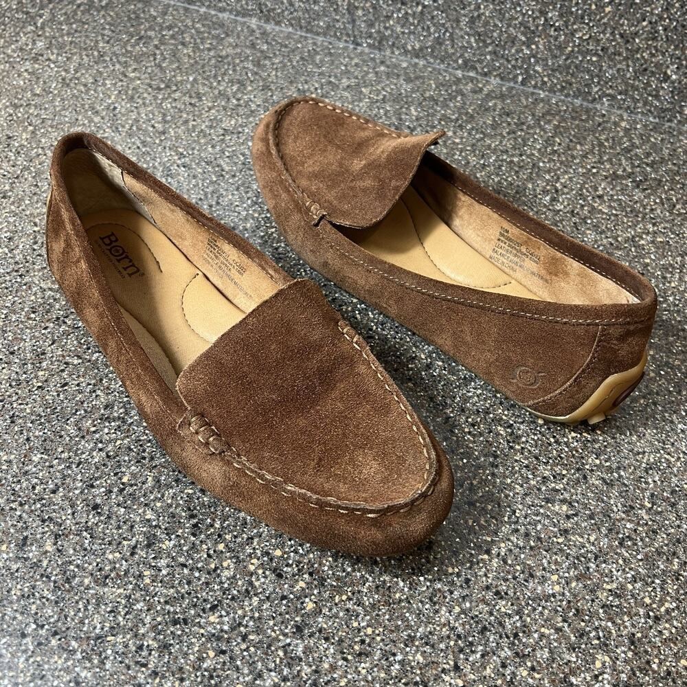 Born Handcrafted Comfort Casual Shoes Brown Suede Moccasin Womens Size 10M Flats